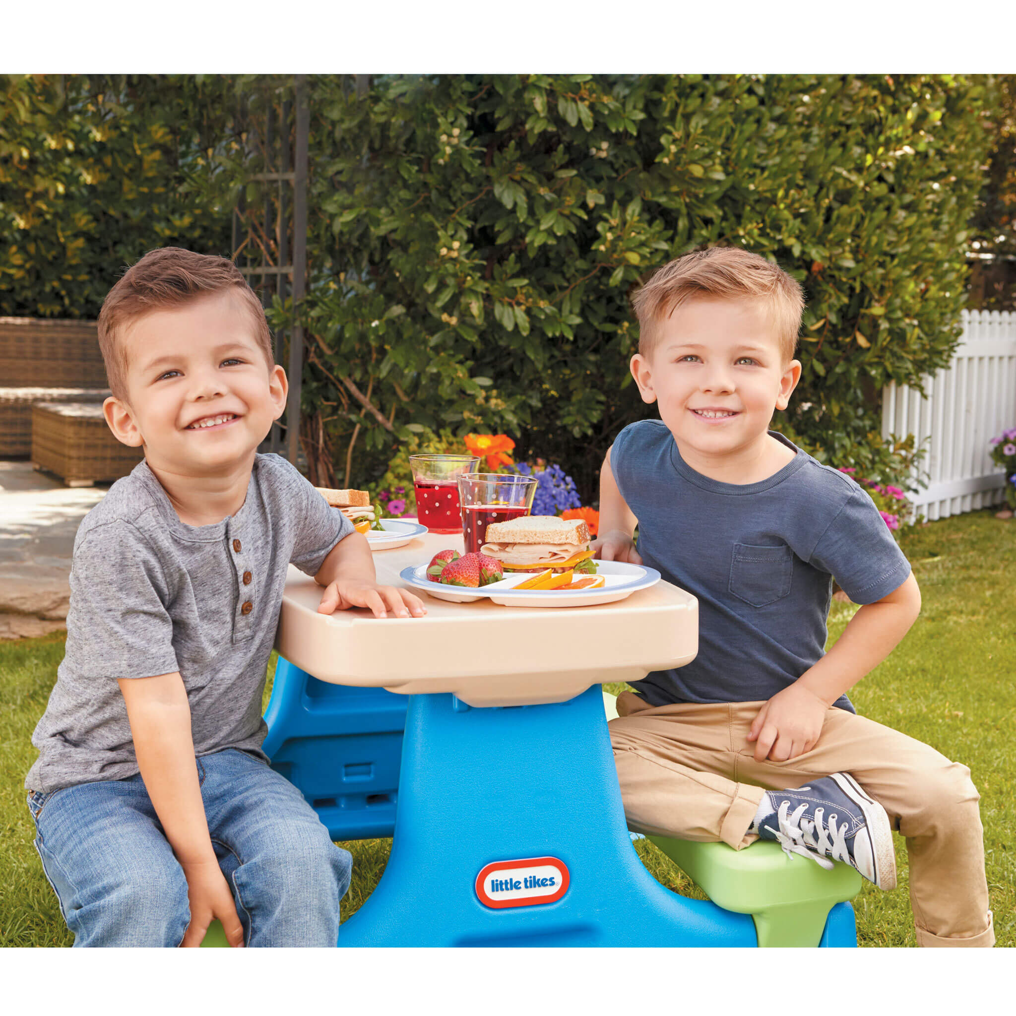 Easy Store™ Jr. Play Table with Umbrella - Blue/Green - Image 4